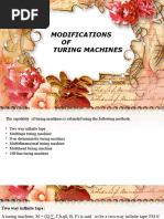 Modifications OF Turing Machines