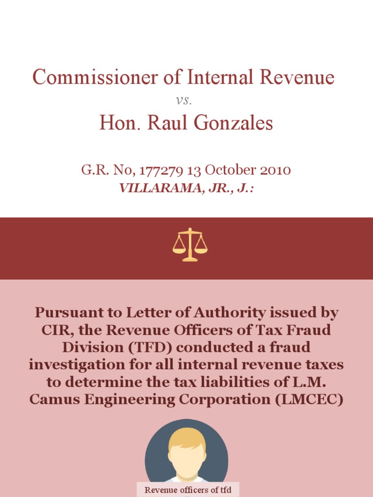 CIR V Gonzales PDF Taxpayer Taxes