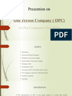 Presention On: One Person Company (OPC)