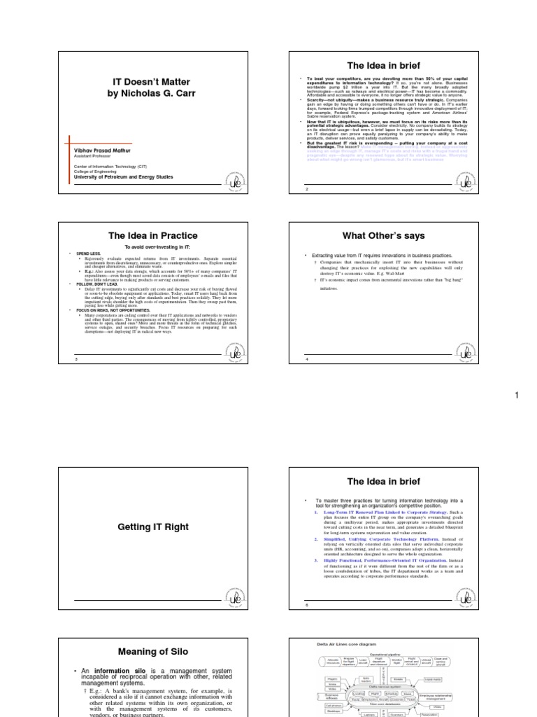 It Doesn T Matter By Nicholas G Carr The Idea In Brief Vibhav Prasad Mathur Business Process Enterprise Architecture