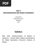 Unit V Implementation and Robot Economics: Prepared by B.Balasubramanian Ap/Mech Ccet