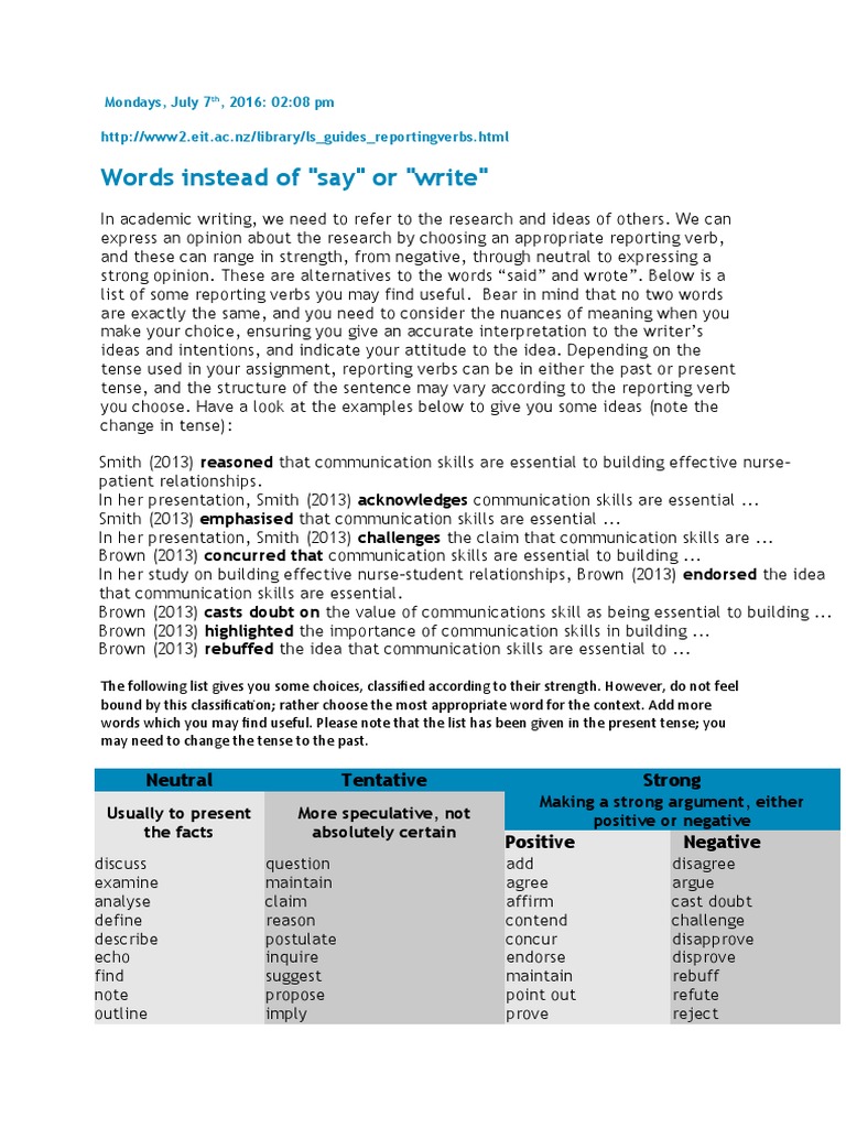 Reporting Verbs | PDF | Grammatical Tense | Verb