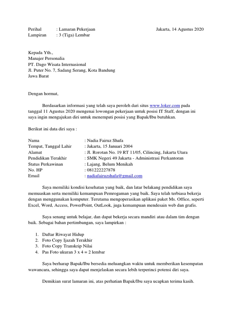 Tips membuat surat lamaran pekerjaan berdasarkan iklan lowongan kerja