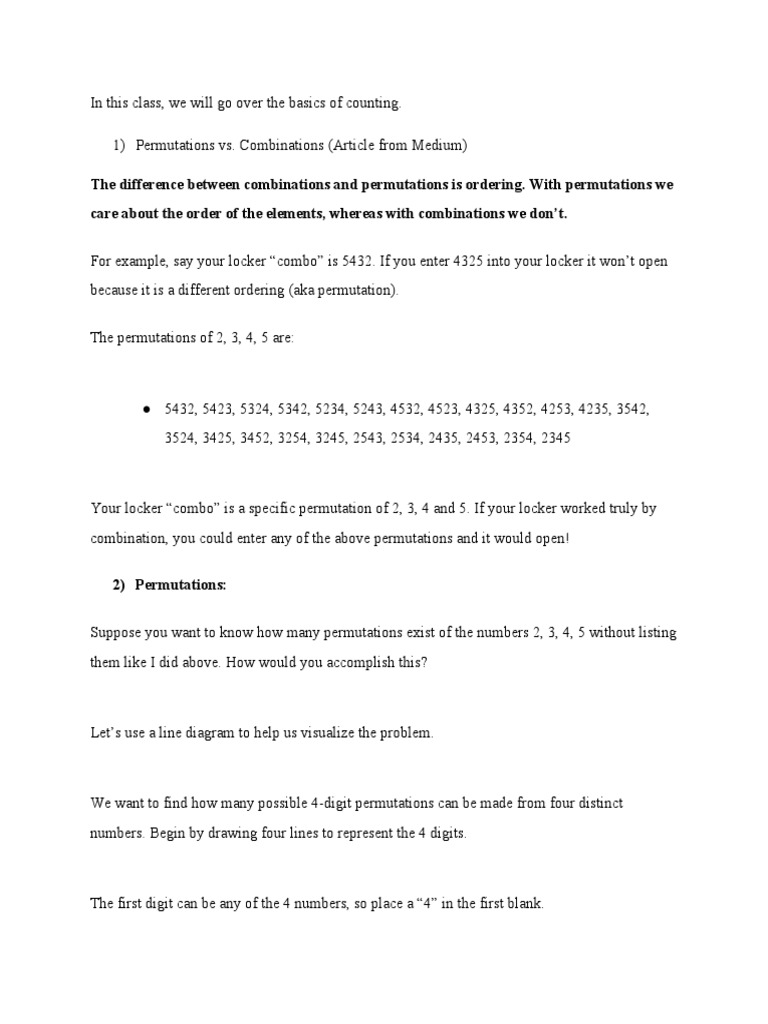 AMC10 Class Materials 10.11 PDF | PDF | Permutation | Mathematical Objects