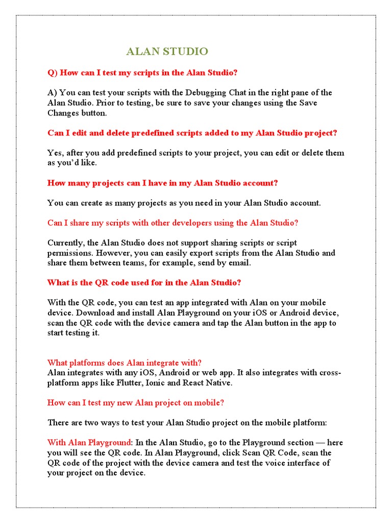 Alan Studio: Q) How Can I Test My Scripts in The Alan Studio? | PDF ...