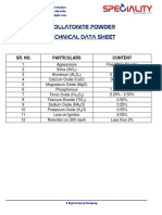 Technical data sheet for wollastonite powder