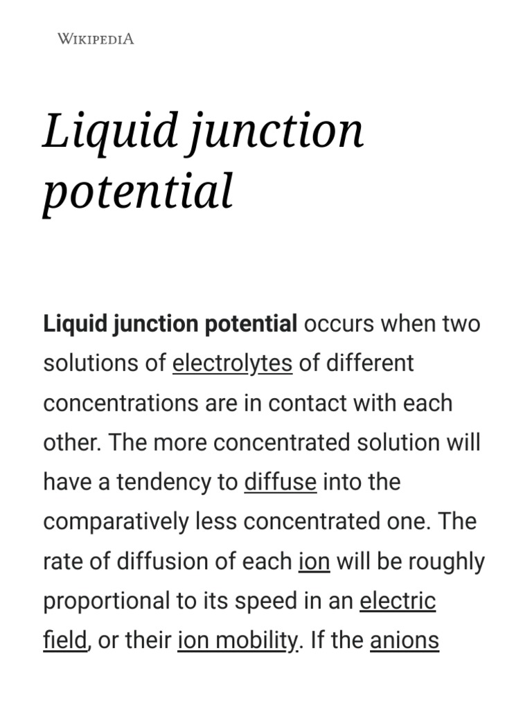 Calculation Of Liquid-Junction Potentials – EZPJU