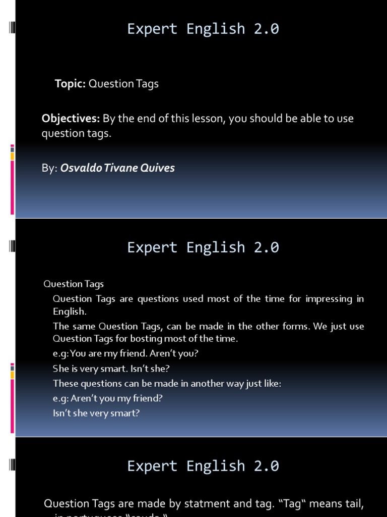 Mastering Question Tags in English | PDF | Language Arts & Discipline