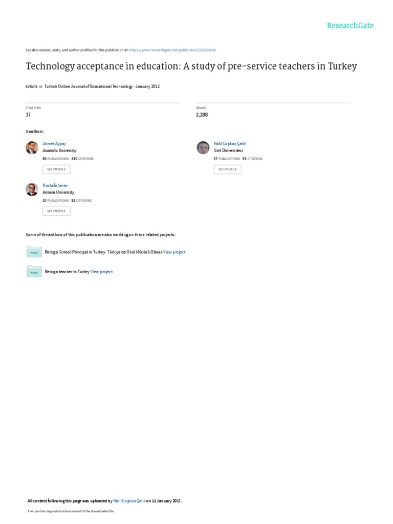 Technology Acceptance in Education: A Study of Pre-Service Teachers in ...