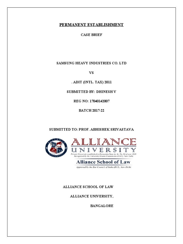 Tax Law Case Brief | PDF | Permanent Establishment | Expense