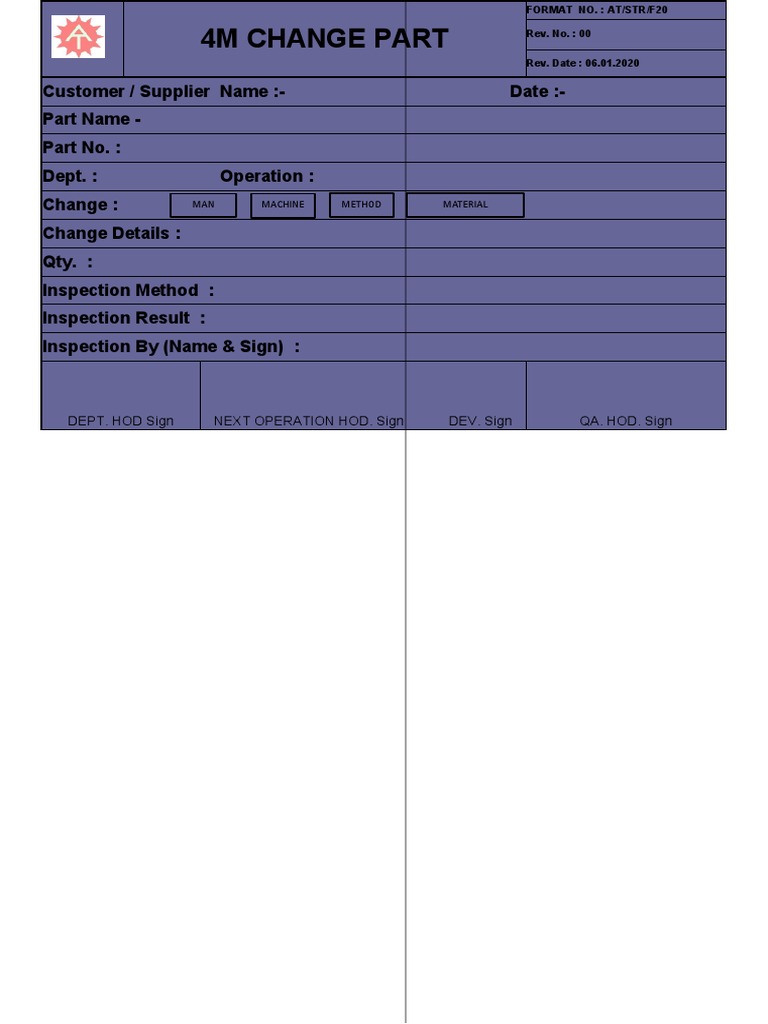 4M Change Request Form Template | PDF