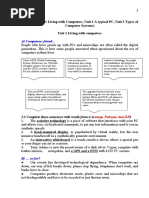 Module 1 (Unit 1 Living With Computers, Unit 2 A Typical PC, Unit 3 Types of Computer Systems) Unit 1 Living With Computers