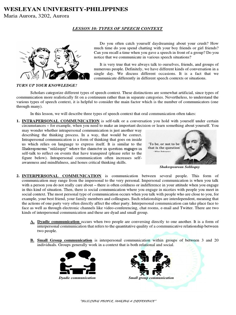 Types of Speech Context Explained | PDF | Interpersonal Communication ...