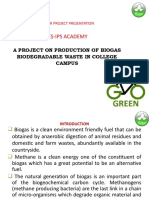 Ies-Ips Academy: A Project On Production of Biogas Biodegradable Waste in College Campus