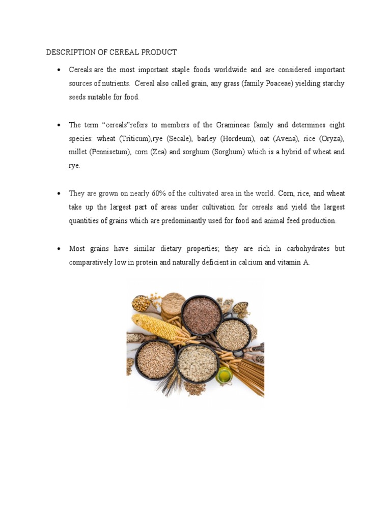 Overview of Cereal Products | PDF | Cereals | Oat