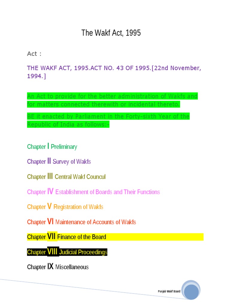 Wakf Act 1995 PDF Expense Property