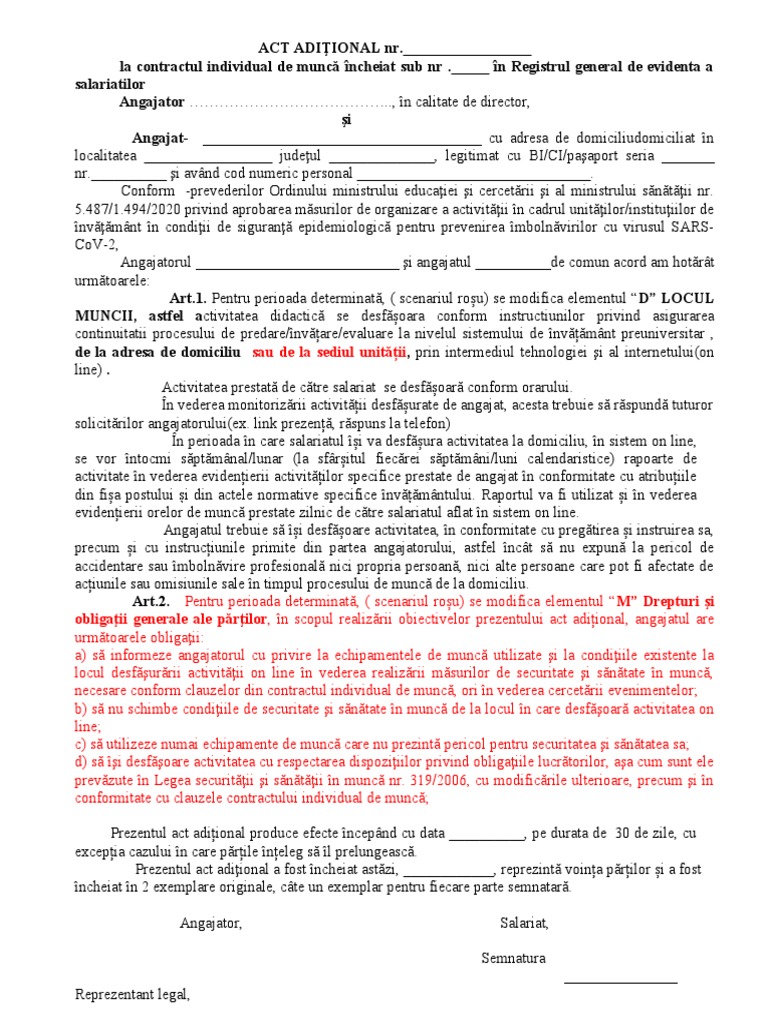 Model de Act Aditional | PDF