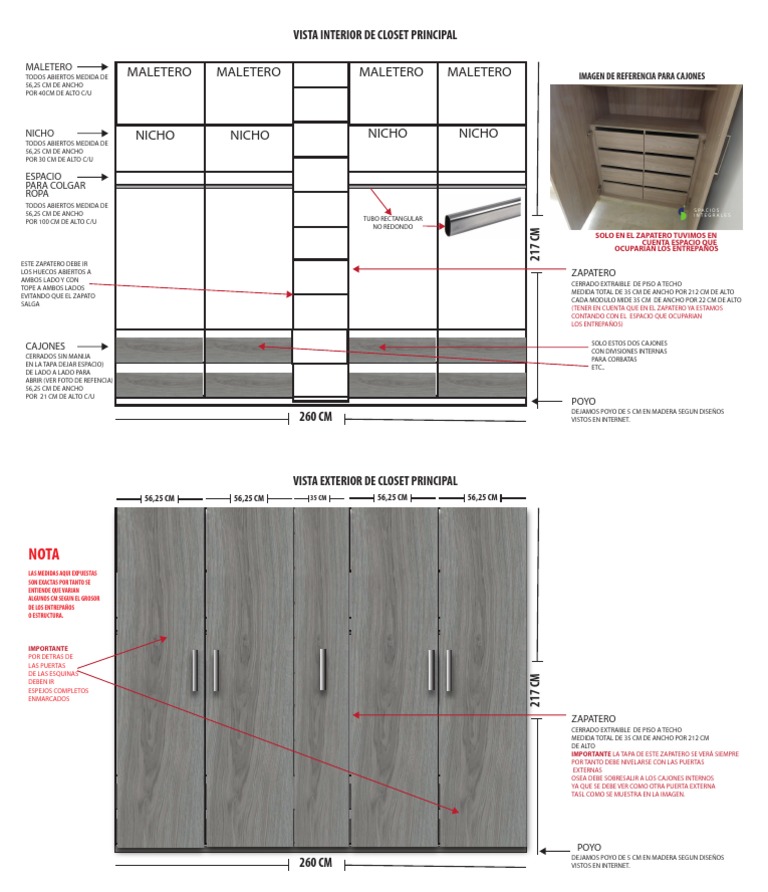 Diseño de Closet Principal y Zapatero | PDF