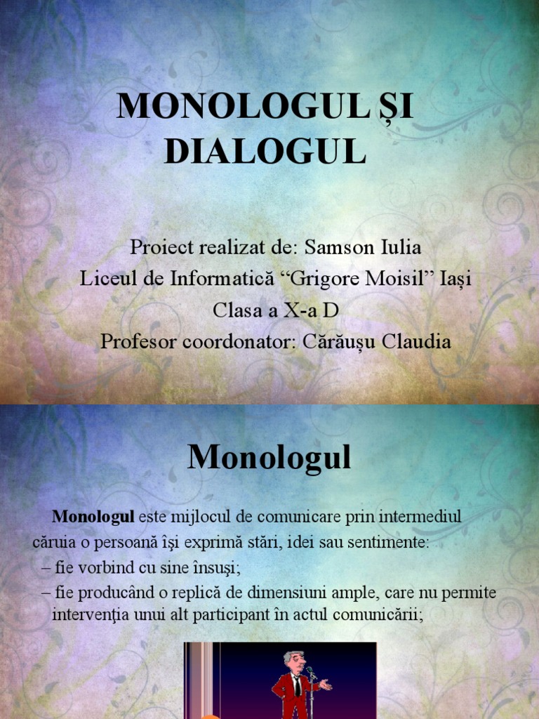 Monologul Și Dialogul Proiect | PDF