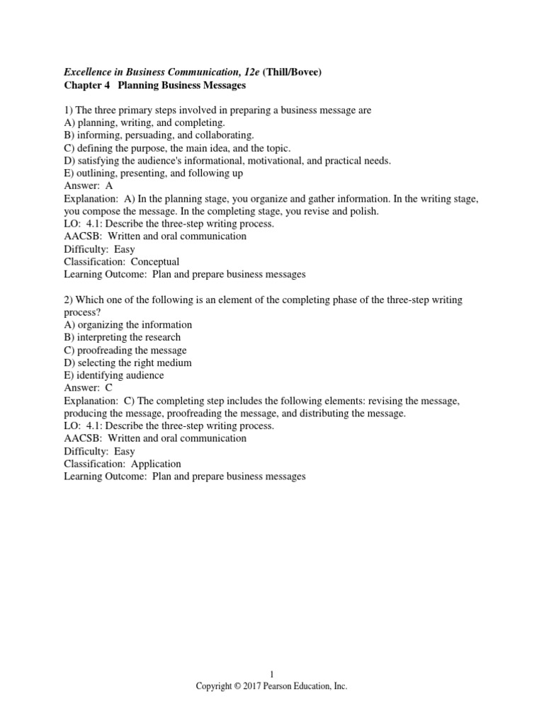 Chapter 4 Planning Business Message MCQ PDF Communication Writers
