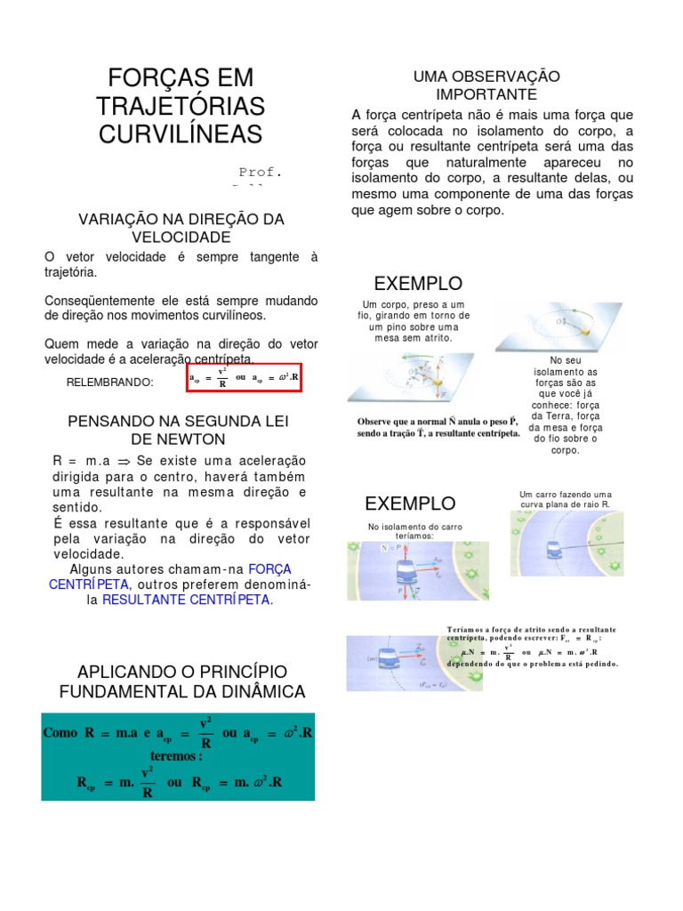 Forças em Trajetórias Curvilíneas | PDF | Força | Velocidade