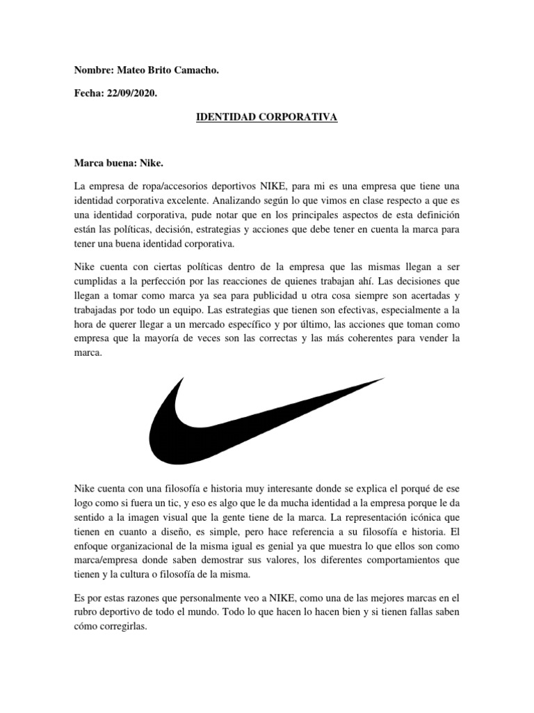 Complejo Cabeza prima Analisis de Identidad Corporativa | PDF | Marca | Nike