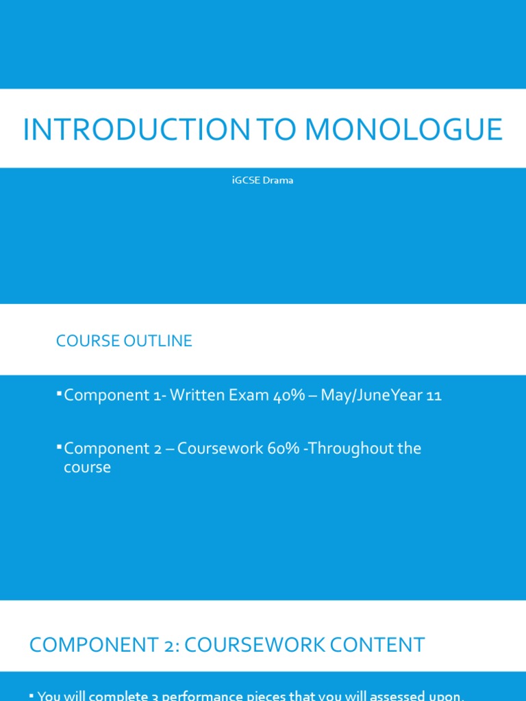 Introduction To Monologue Igcse Drama Pdf