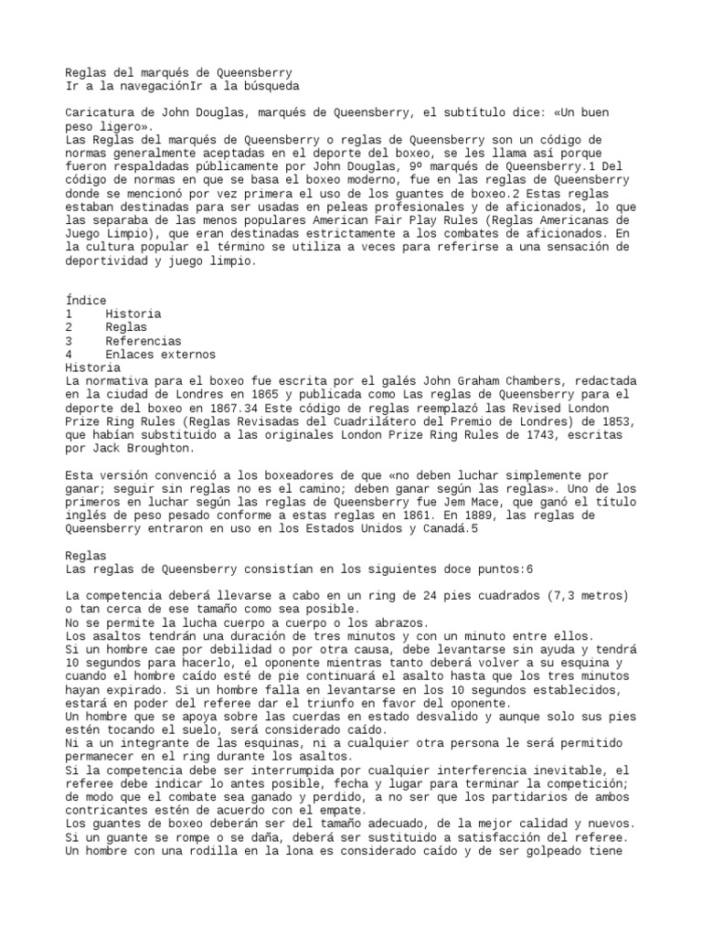 Reglas Del Marques de Queensberry | PDF | Combate | Deportes de combate