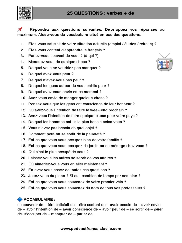 25 Questions pour se Présenter en Français | PDF