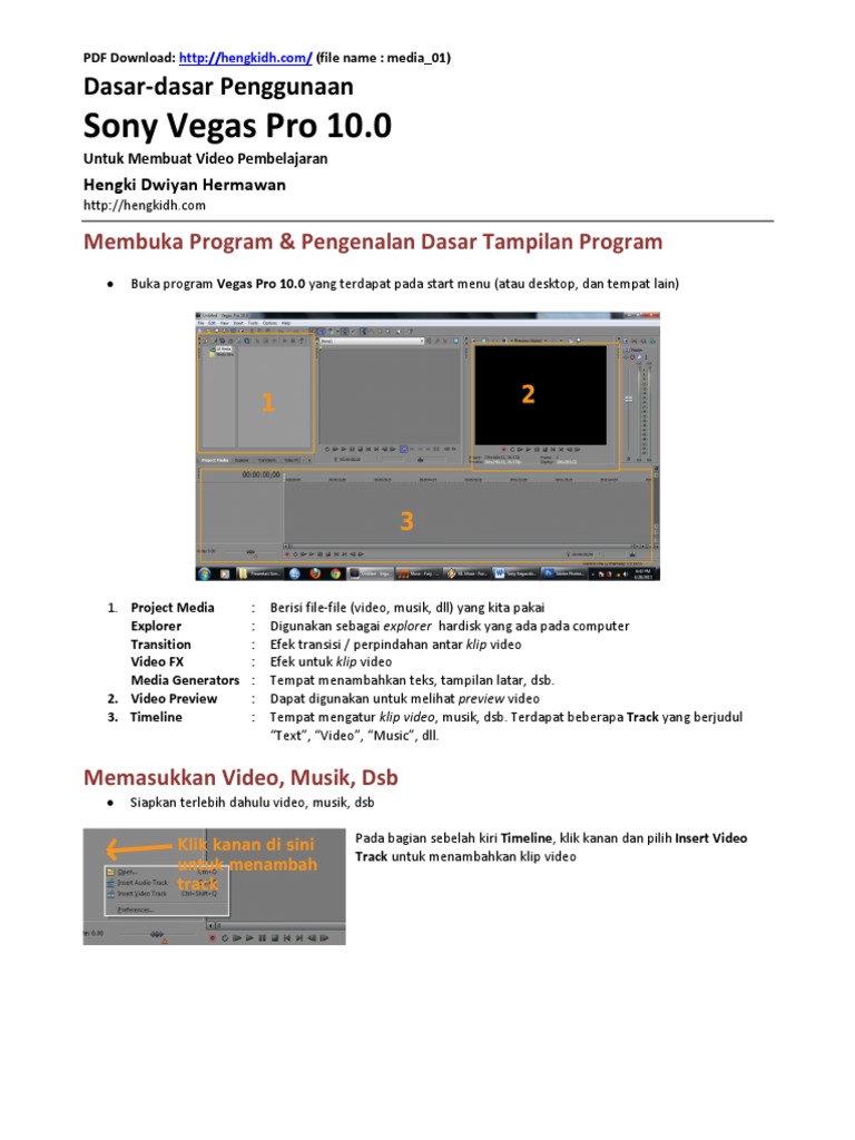Dasar Penggunaan Sony Vegas Pro 10.0 | PDF