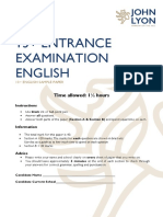 The John Lyon School 13 Plus English Entrance Exam PDF