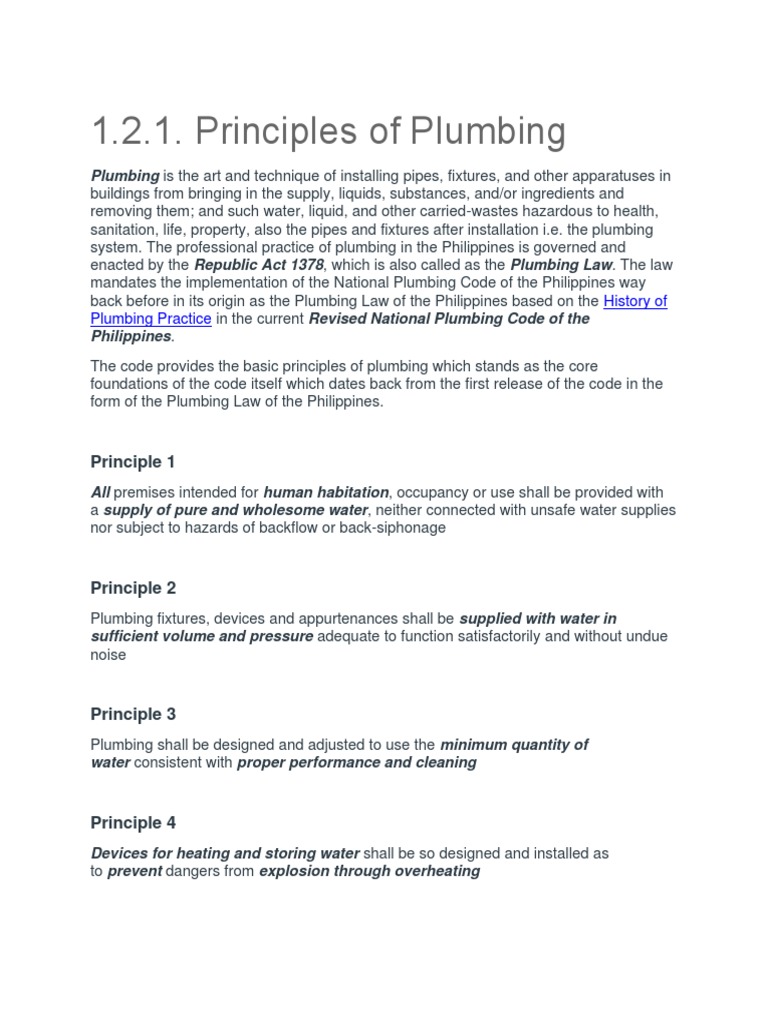 M1 Plumbing Fixtures PDF Plumbing Sewage