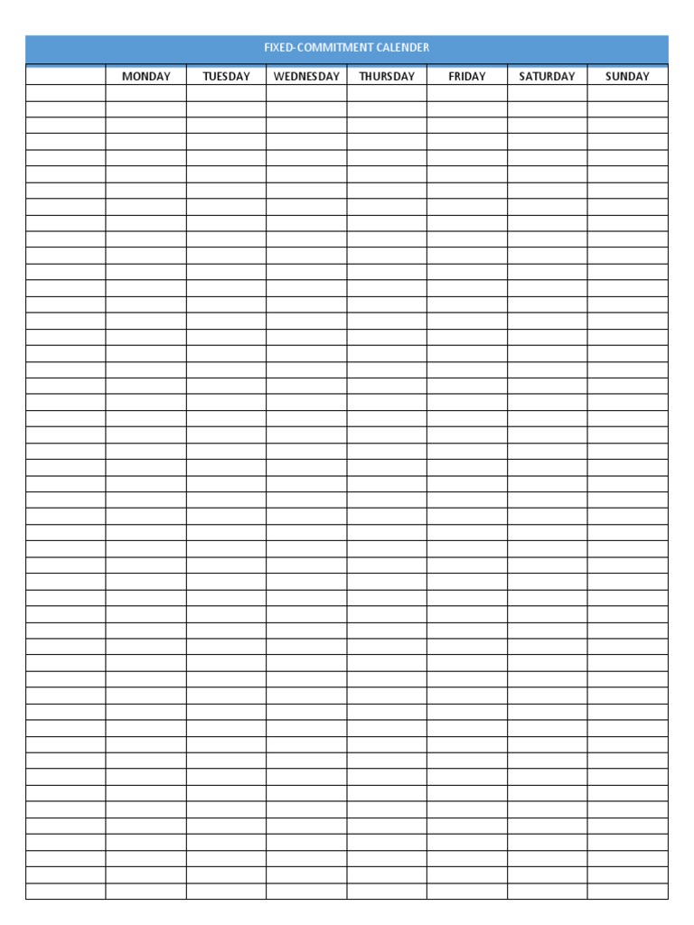 Fixed Commitment Calender PDF