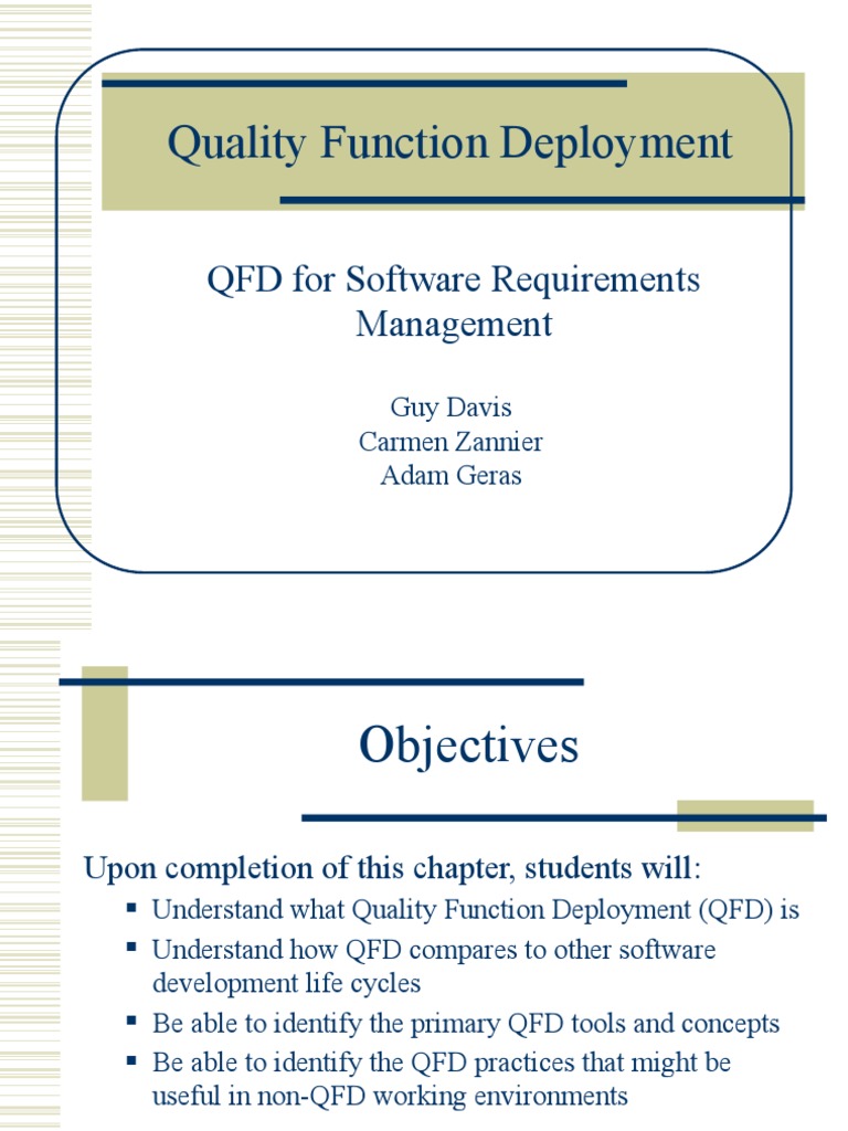 QFD for Software Requirements | PDF | Product Lifecycle | Business Process