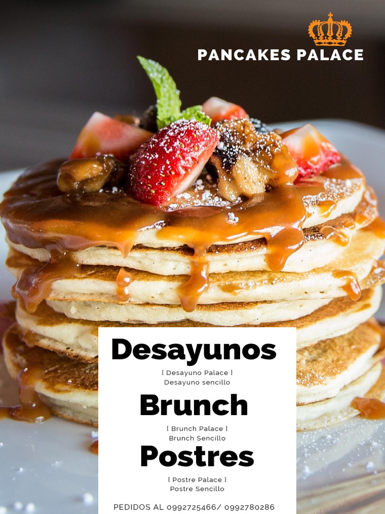 Pancakes Palace Menu PDF Postres Cocinando
