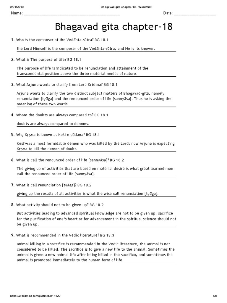 Bhagavad Gita Chapter-18 | PDF | Bhagavad Gita | Metaphysics