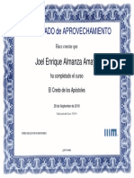 Certificado Credo Apóstoles Joel Almanza
