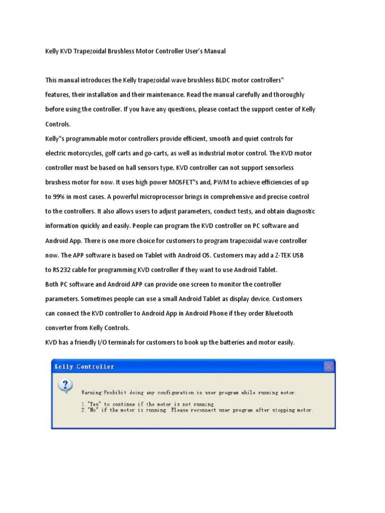 Kelly KVD Motor Controller Manual | PDF
