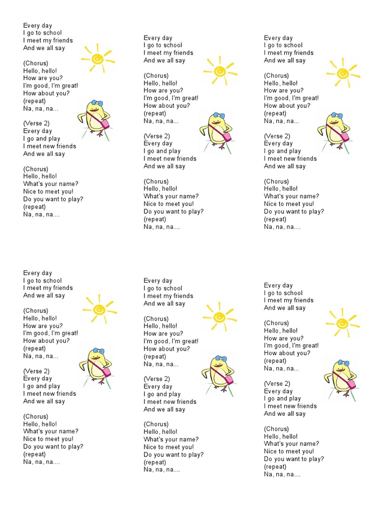 The Singing Walrus Hello Song Lyrics The Singing Walrus Hello Song | PDF | Refrain | Musical Forms