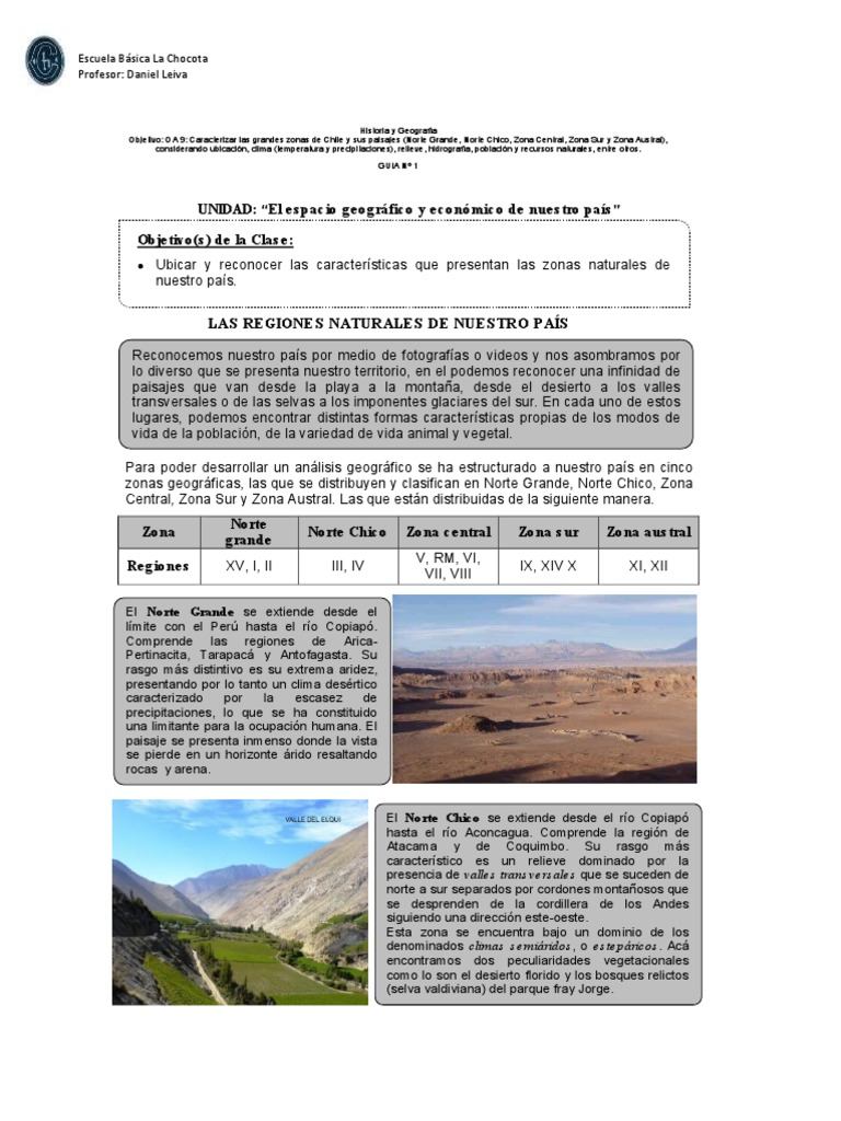 5 Basico - Zonas Naturales Grupo 1 Guía 1 | PDF | Clima | Chile