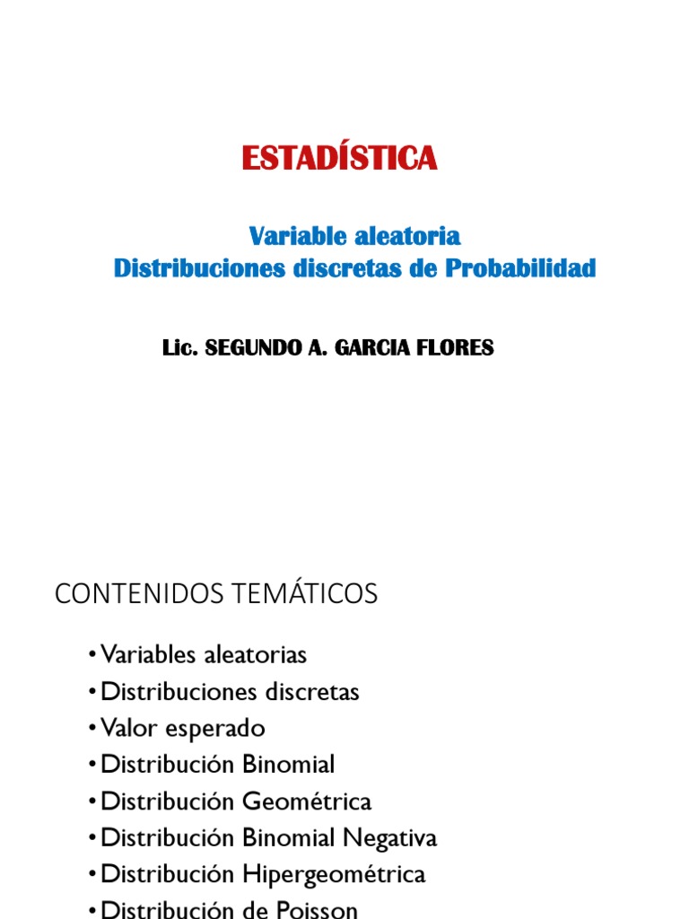 Distribuciones Discretas de Probabilidad | PDF | Variable aleatoria ...