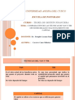 Comparacion de Tecnicas Del Van y Tir