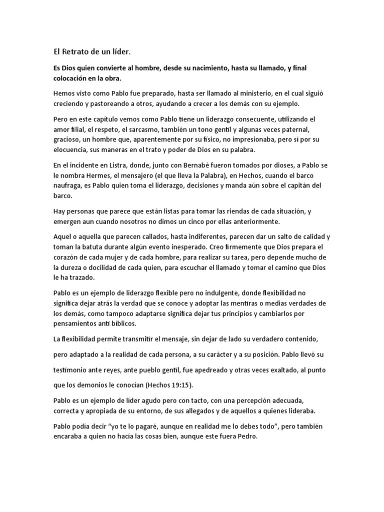 Liderazgo de Pablo en el ministerio | PDF | Pablo el apóstol | Cristo ...