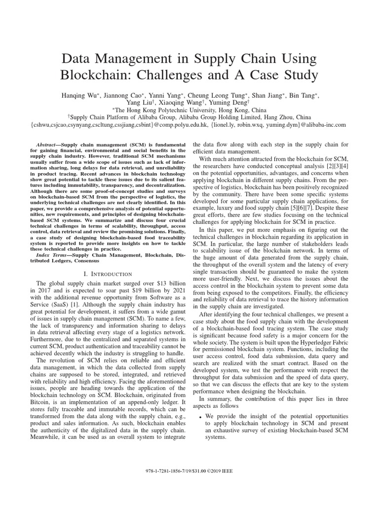 Data Management in Supply Chain Using Blockchain | PDF | Supply Chain ...