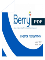 Berry Plastics Group Investor Presentation August 2019 - FINAL