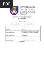 Instrumental Analysis of Food: Faculty of Applied Science Lab Report