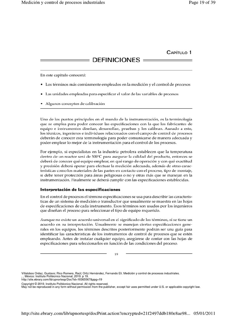 Medición y Control de Procesos Industriales - CAP 01 | PDF | Fair Use ...