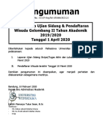 Ujian Sidang & Pendaftaran Wisuda Gelombang II Tahun Akademik 2019/2020