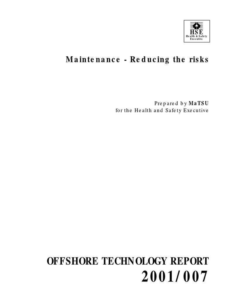 Offshore Technology Report: Maintenance - Reducing The Risks | PDF ...
