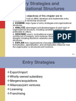 Entry Strategies and Organizational Structures: The Specific Objectives of This Chapter Are To